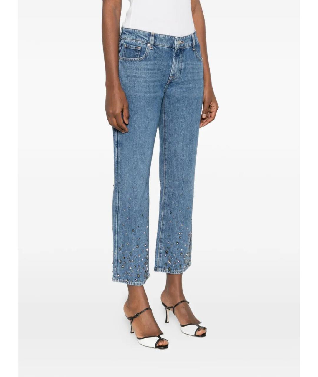 7 FOR ALL MANKIND Синие хлопковые прямые джинсы, фото 4