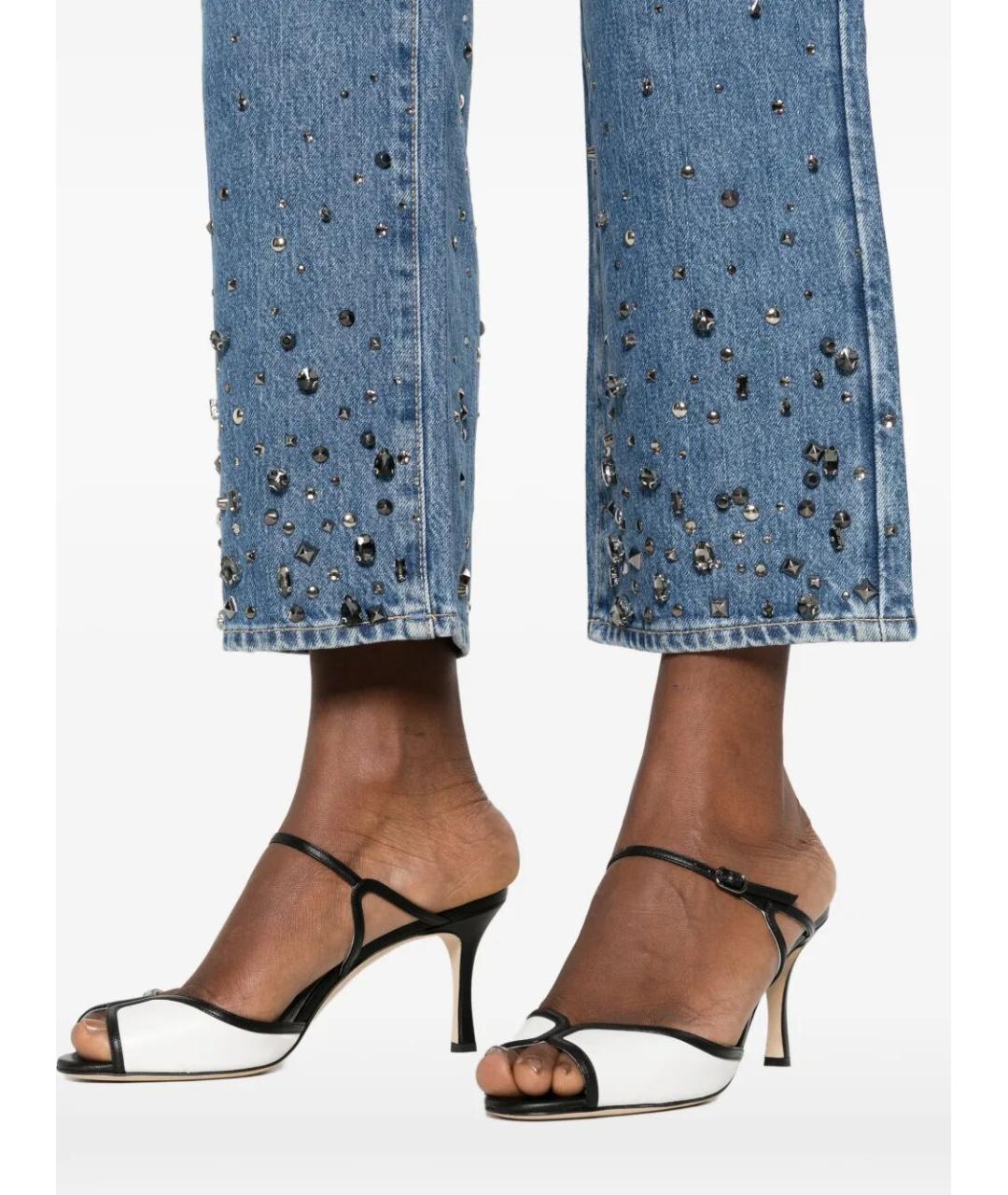 7 FOR ALL MANKIND Синие хлопковые прямые джинсы, фото 5