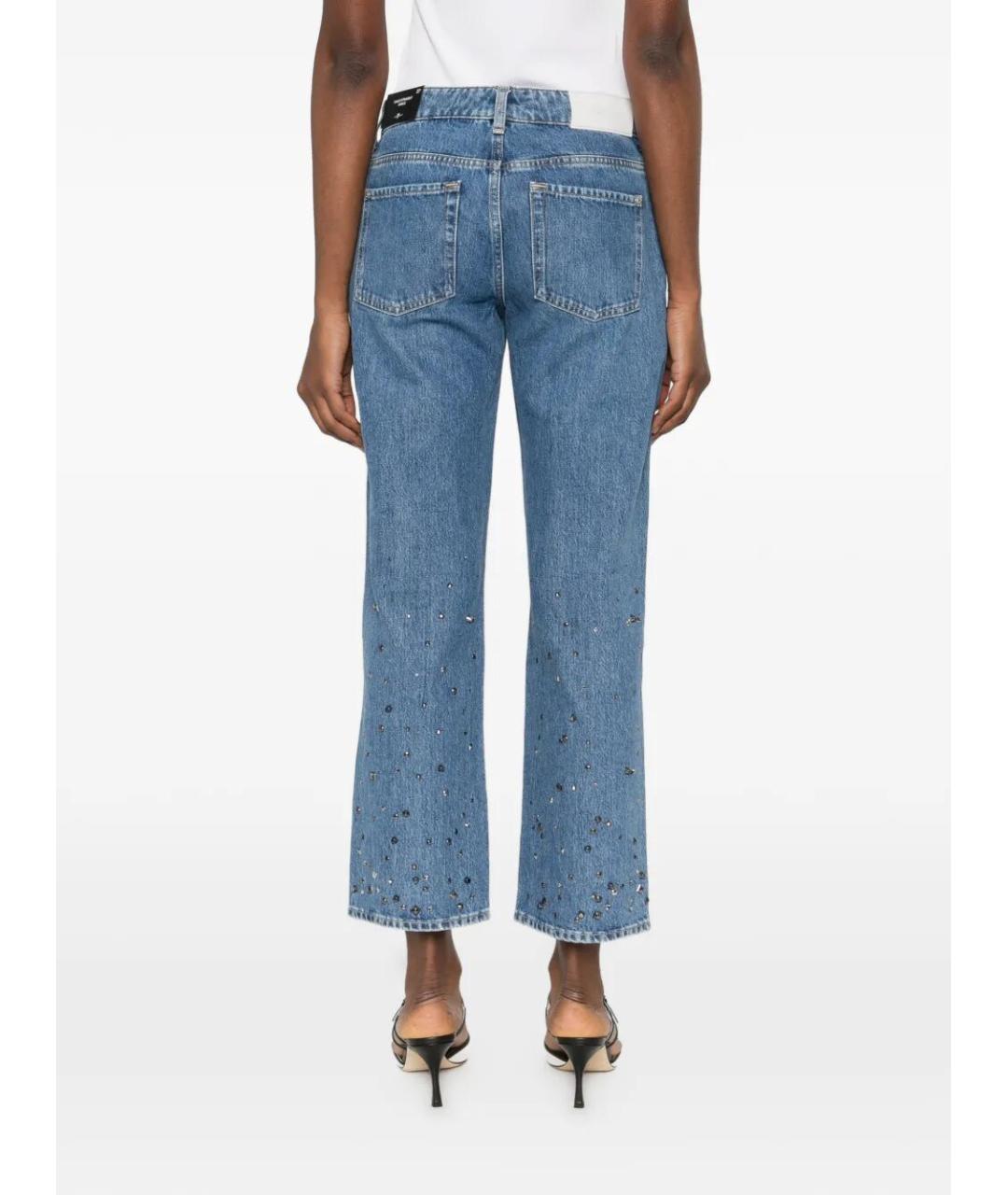 7 FOR ALL MANKIND Синие хлопковые прямые джинсы, фото 3