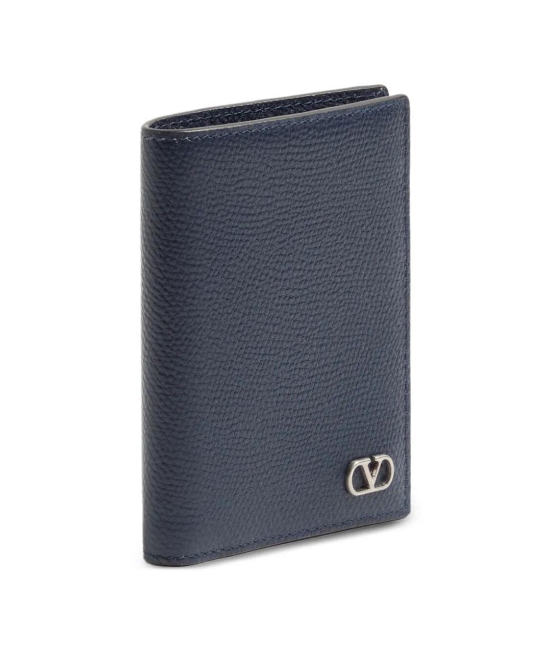 VALENTINO Темно-синий кожаный кошелек, фото 5