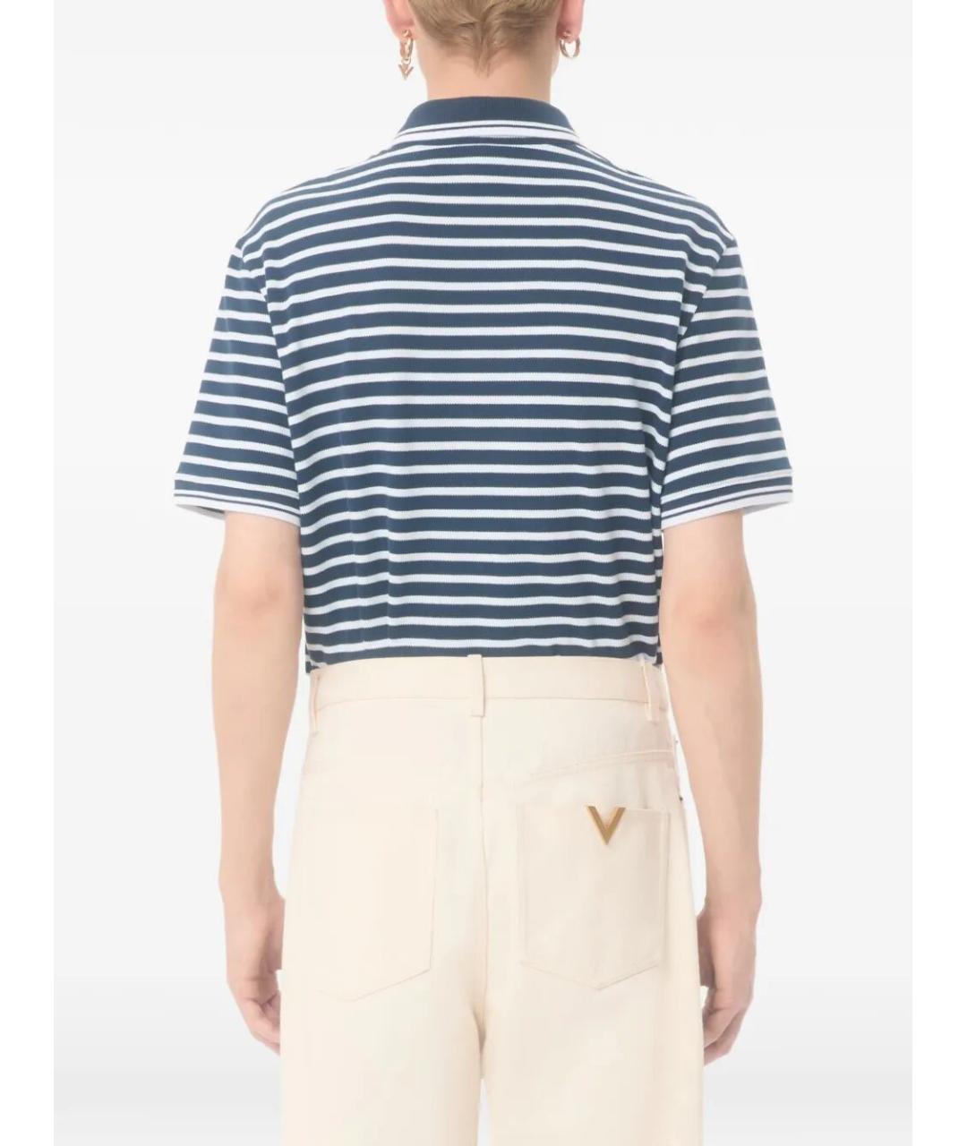 VALENTINO Темно-синее хлопковое поло с коротким рукавом, фото 3