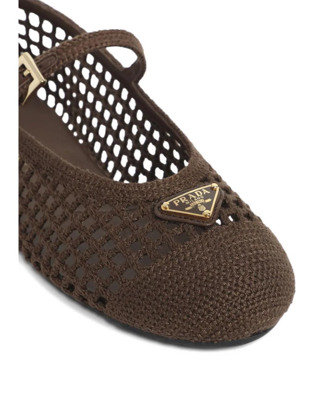PRADA Коричневые текстильные балетки, фото 4