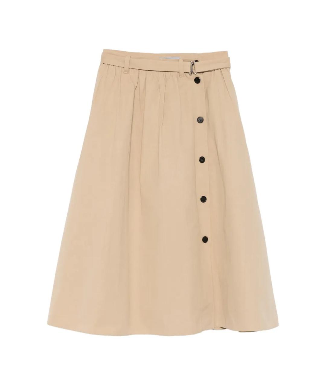 PRADA Бежевая хлопковая юбка миди, фото 1