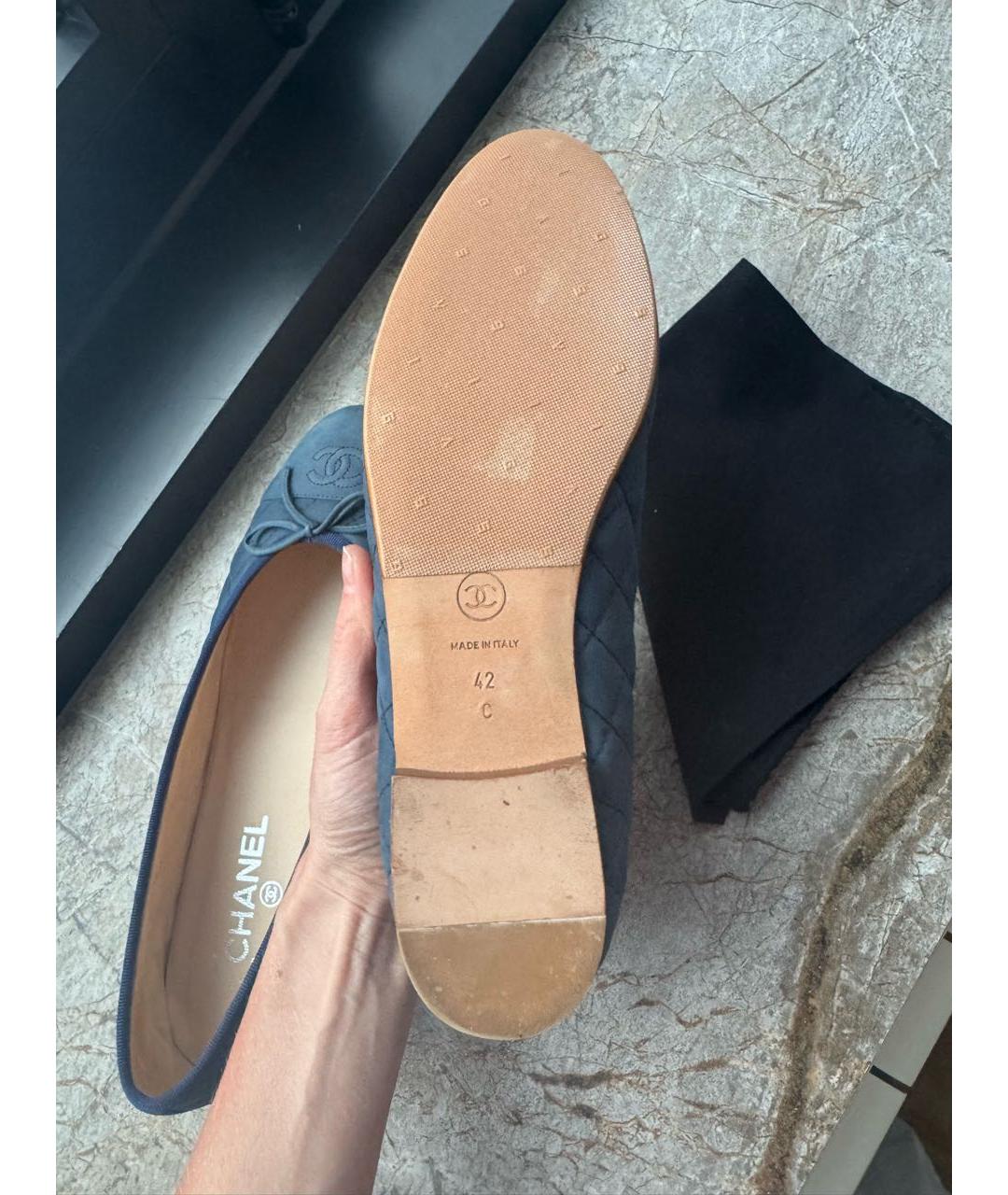 CHANEL Темно-синие замшевые балетки, фото 5