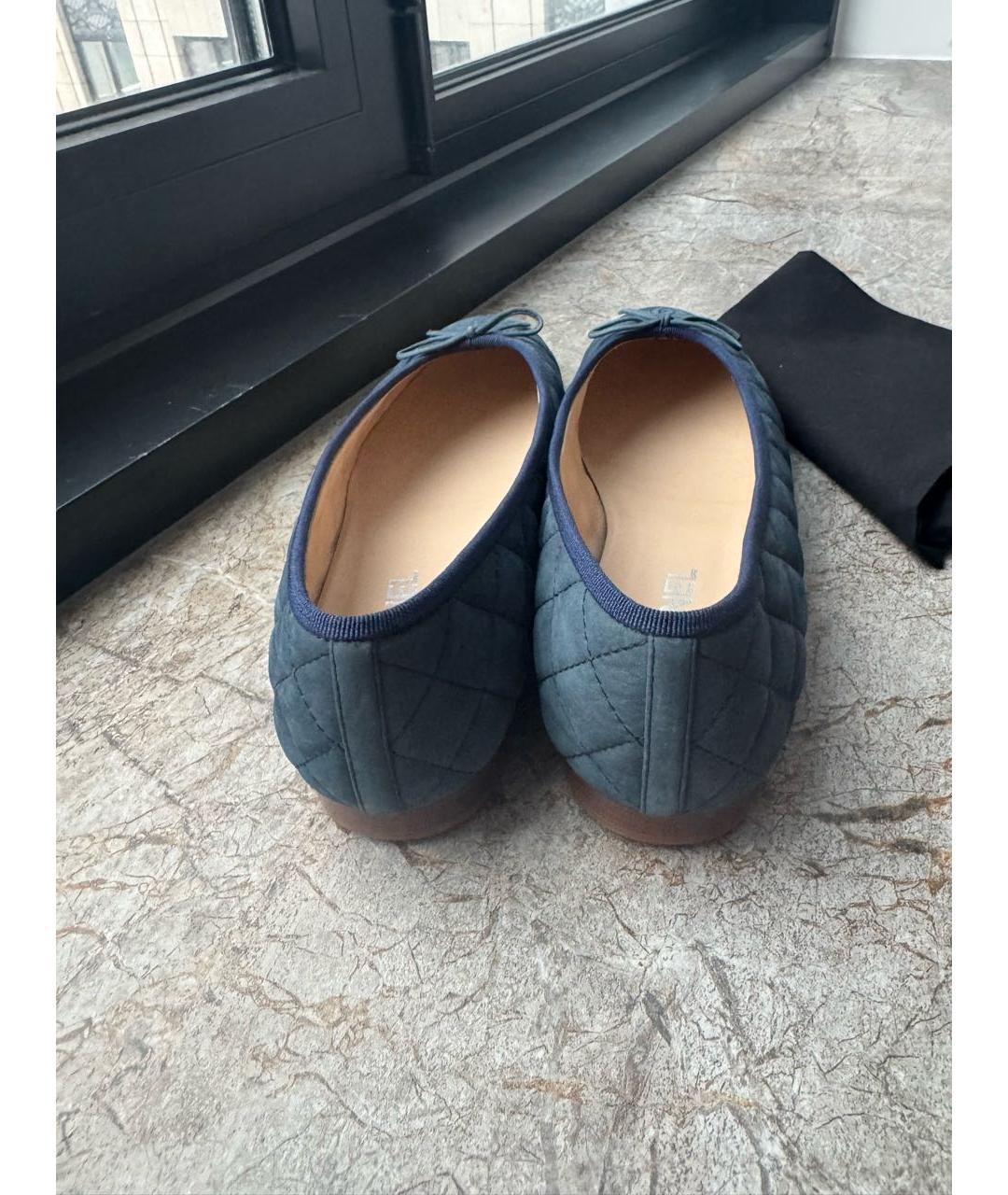CHANEL Темно-синие замшевые балетки, фото 4