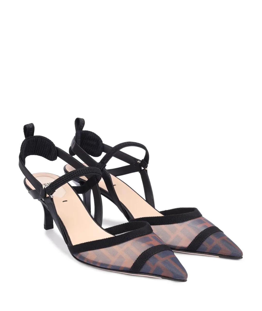 FENDI Черные текстильные туфли, фото 2