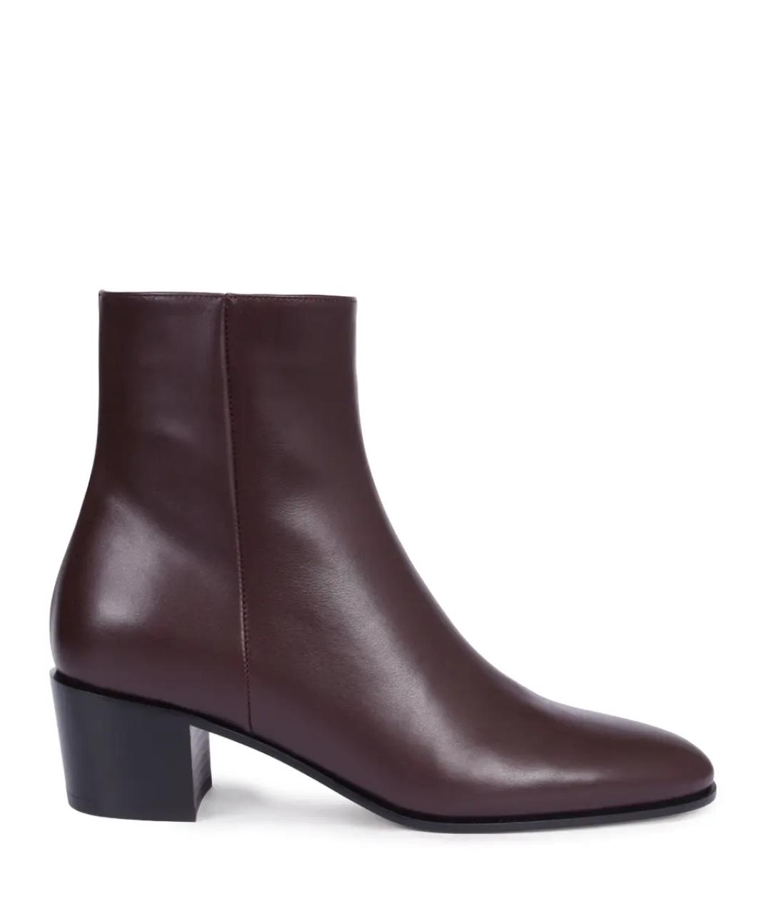 GIANVITO ROSSI Бордовые кожаные ботильоны, фото 1