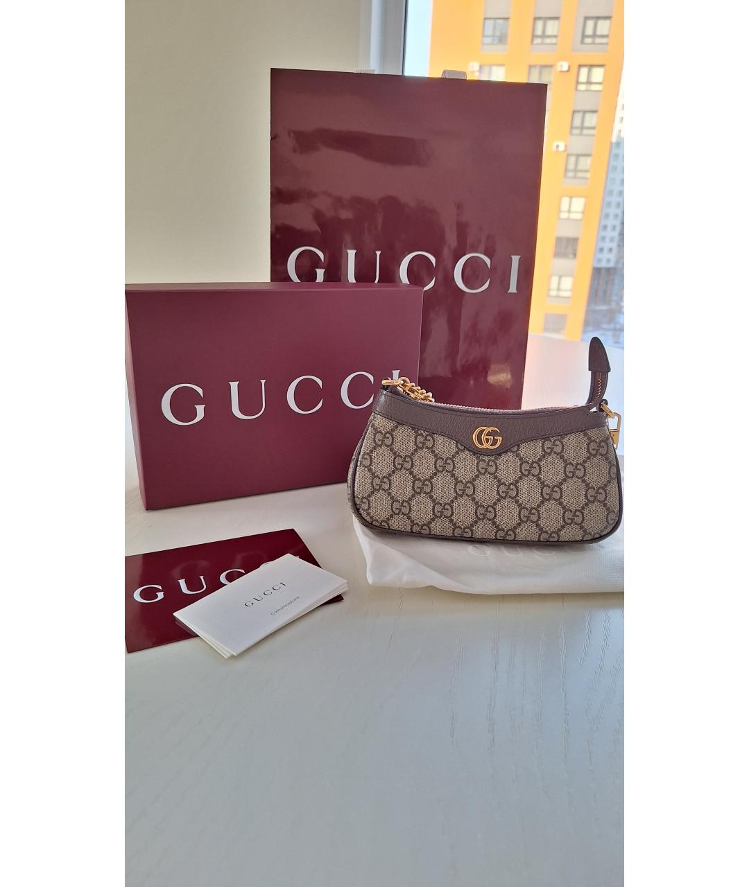 GUCCI Коричневая кожаная сумка с короткими ручками, фото 2