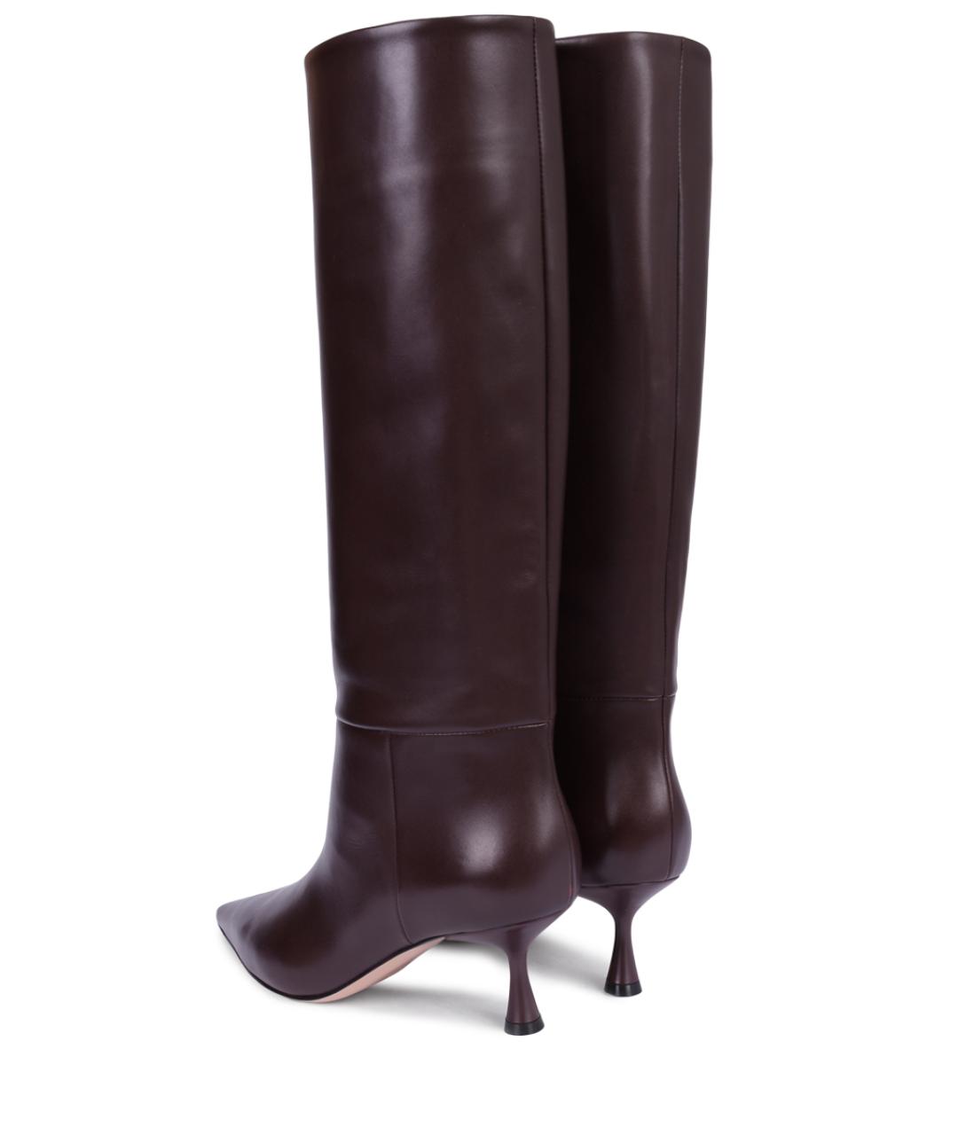 GIANVITO ROSSI Бордовые кожаные сапоги, фото 4