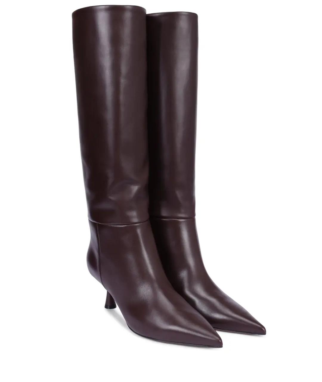 GIANVITO ROSSI Бордовые кожаные сапоги, фото 2