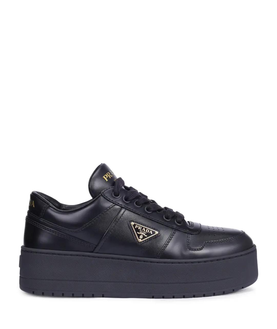 PRADA Черные кожаные кеды, фото 1