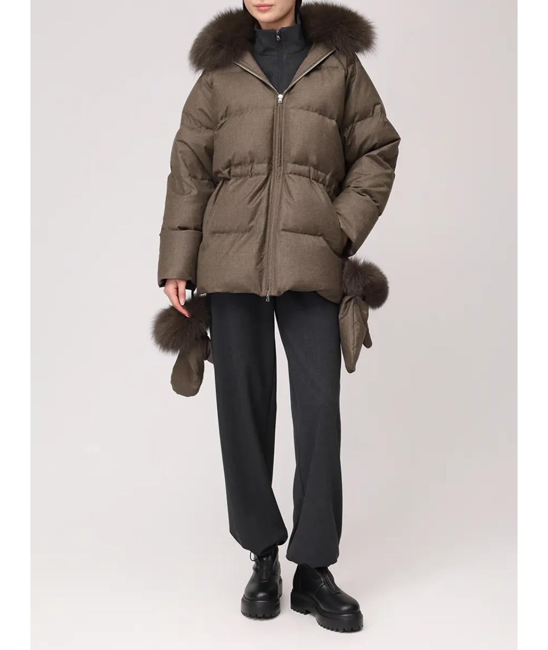 YVES SALOMON Зеленый пуховик, фото 2