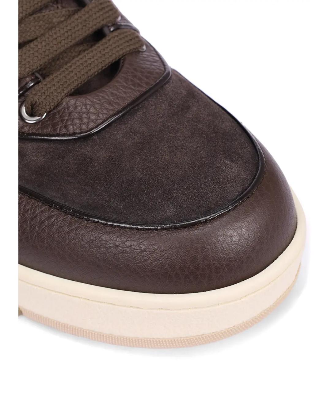 ARTIOLI Коричневые кожаные низкие кроссовки / кеды, фото 5