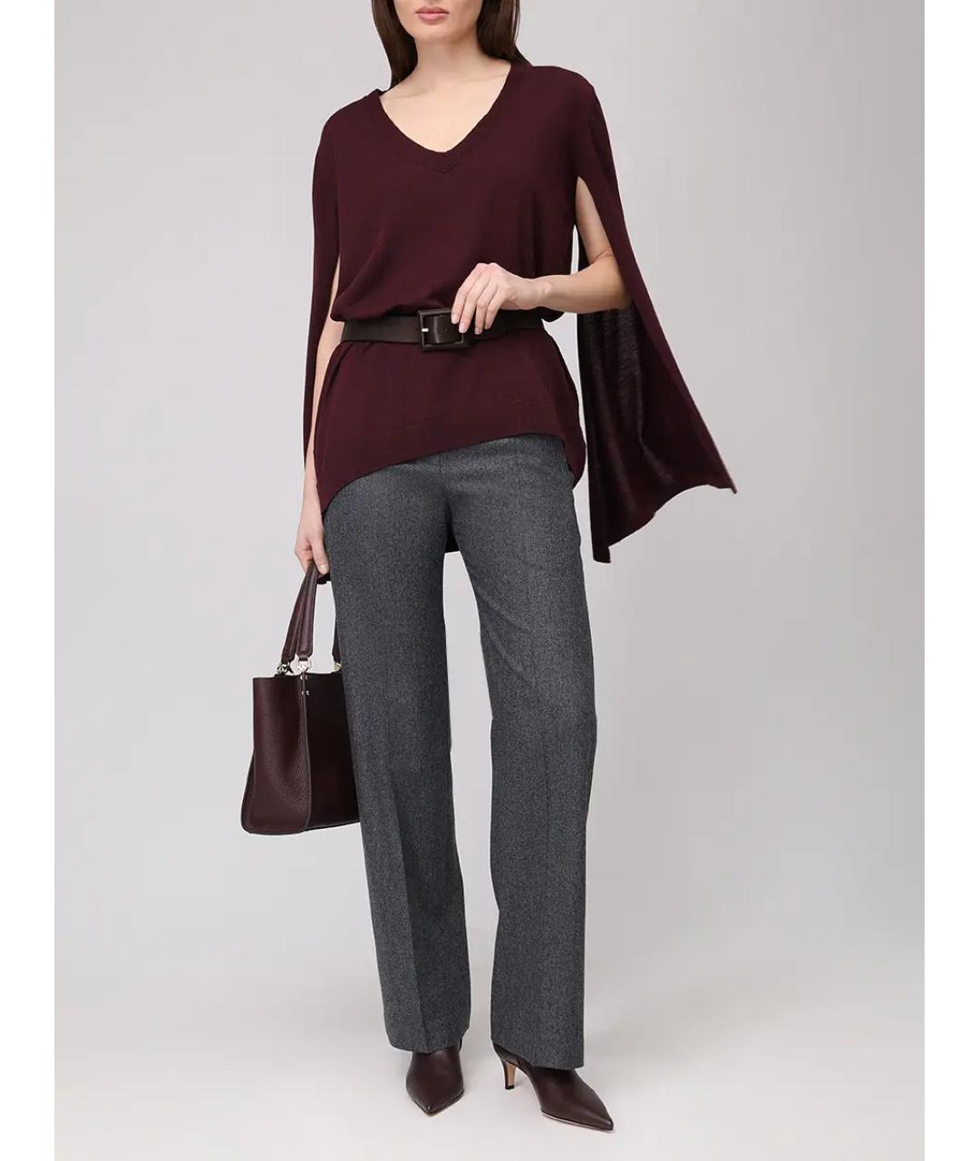 ALBERTA FERRETTI Бордовый шерстяной джемпер / свитер, фото 2