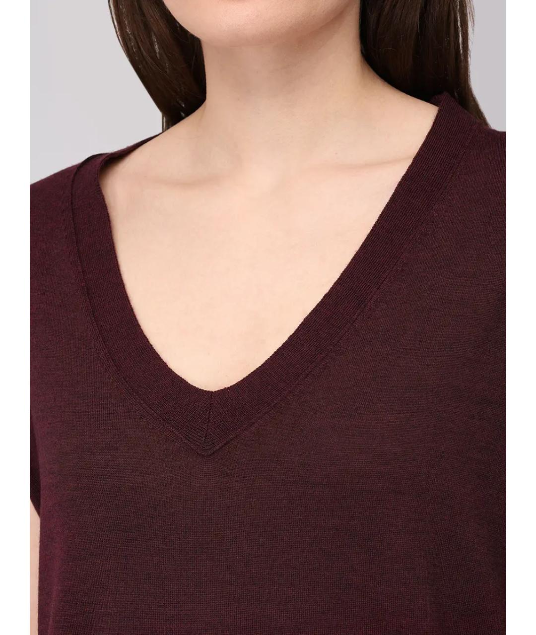 ALBERTA FERRETTI Бордовый шерстяной джемпер / свитер, фото 5