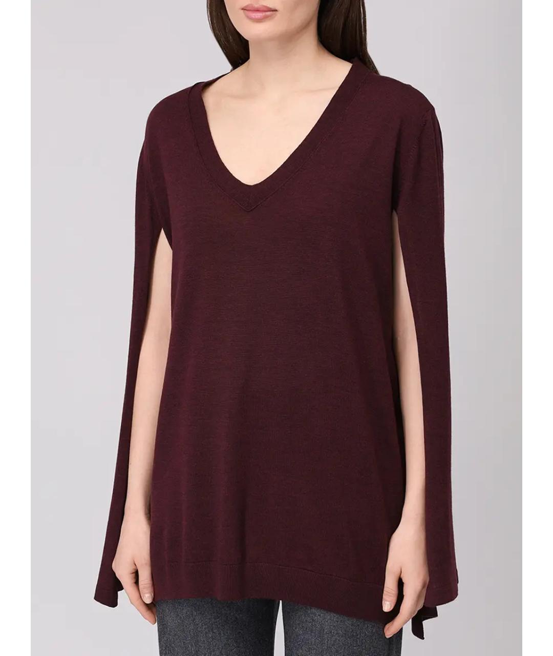 ALBERTA FERRETTI Бордовый шерстяной джемпер / свитер, фото 4