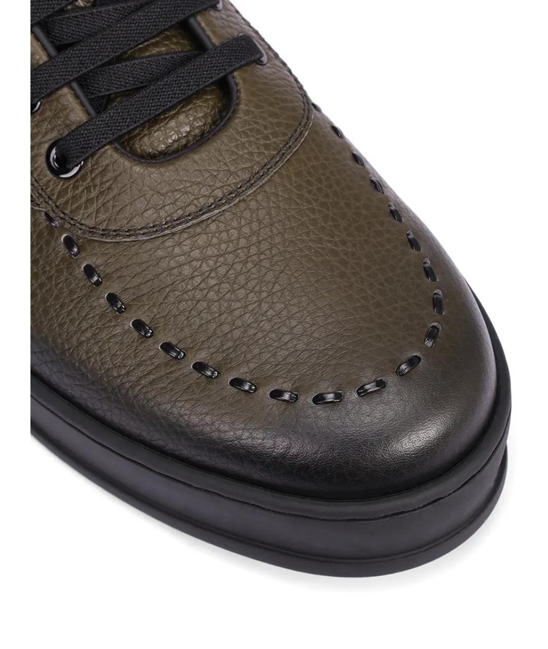 ARTIOLI Зеленые кожаные низкие кроссовки / кеды, фото 5