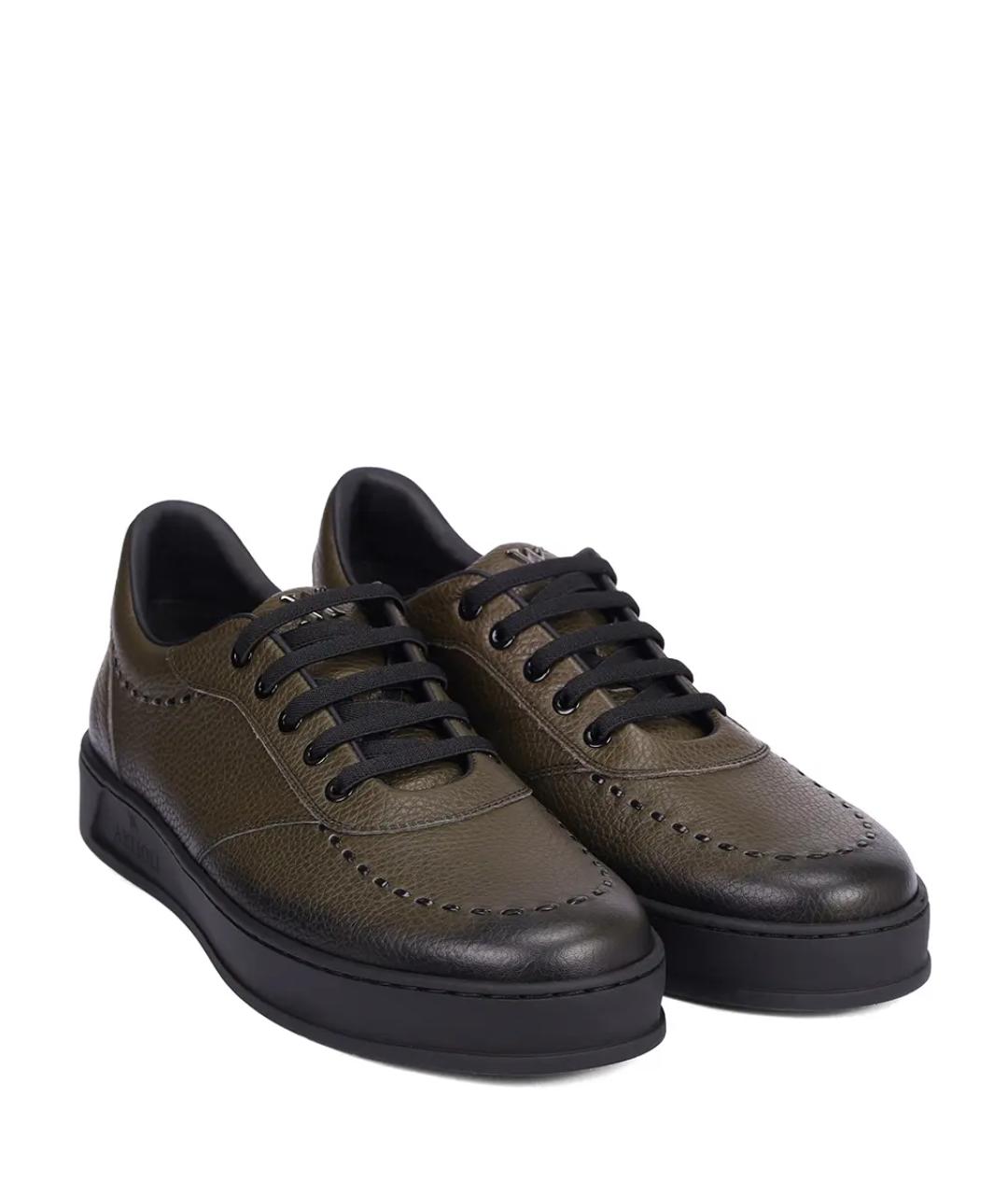 ARTIOLI Зеленые кожаные низкие кроссовки / кеды, фото 2