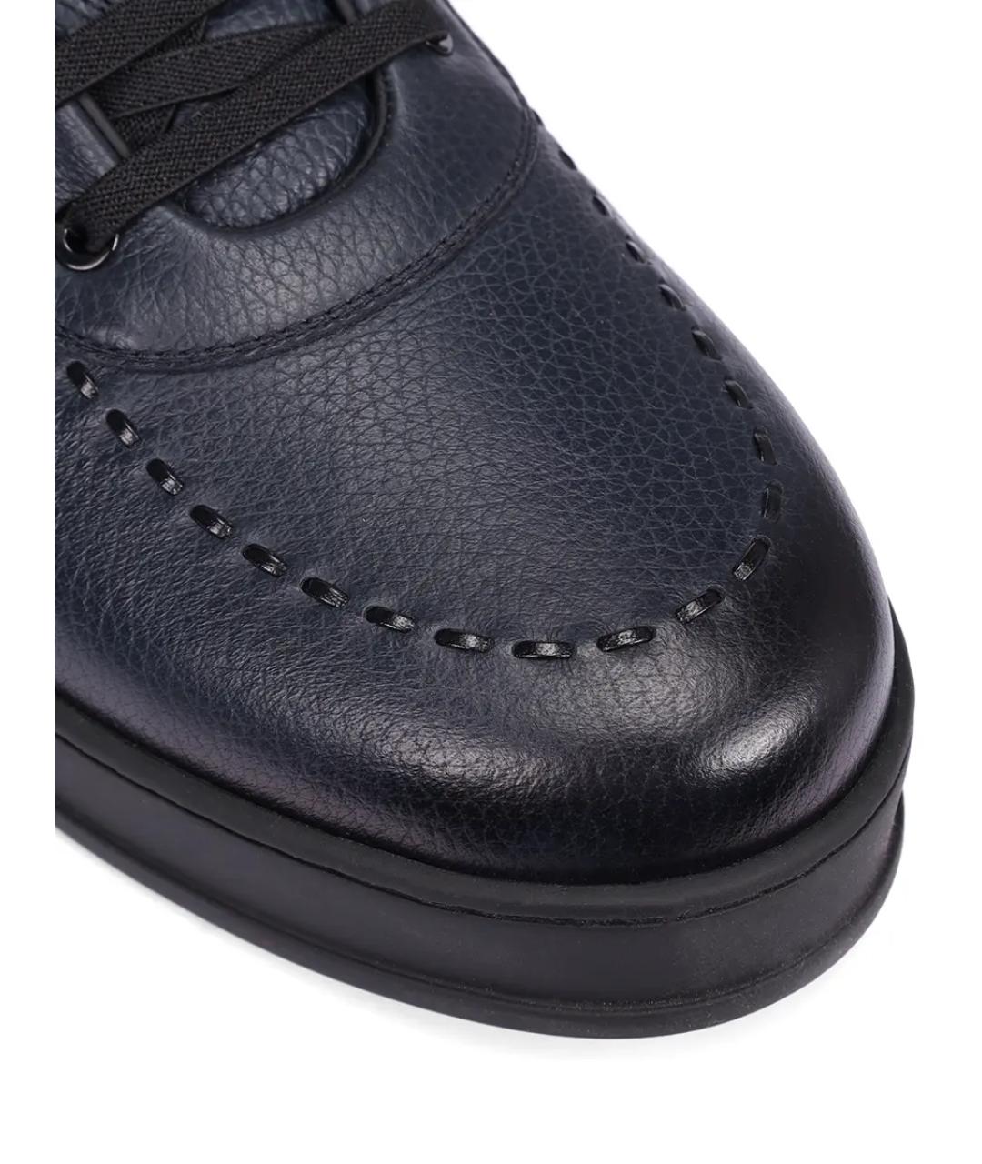 ARTIOLI Темно-синие кожаные низкие кроссовки / кеды, фото 5