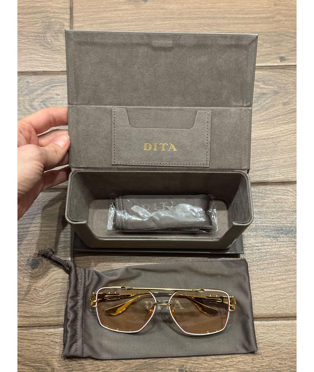 DITA Золотые металлические солнцезащитные очки, фото 5