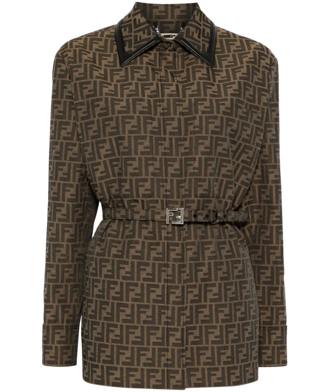 FENDI Коричневая полиэстеровая куртка, фото 1