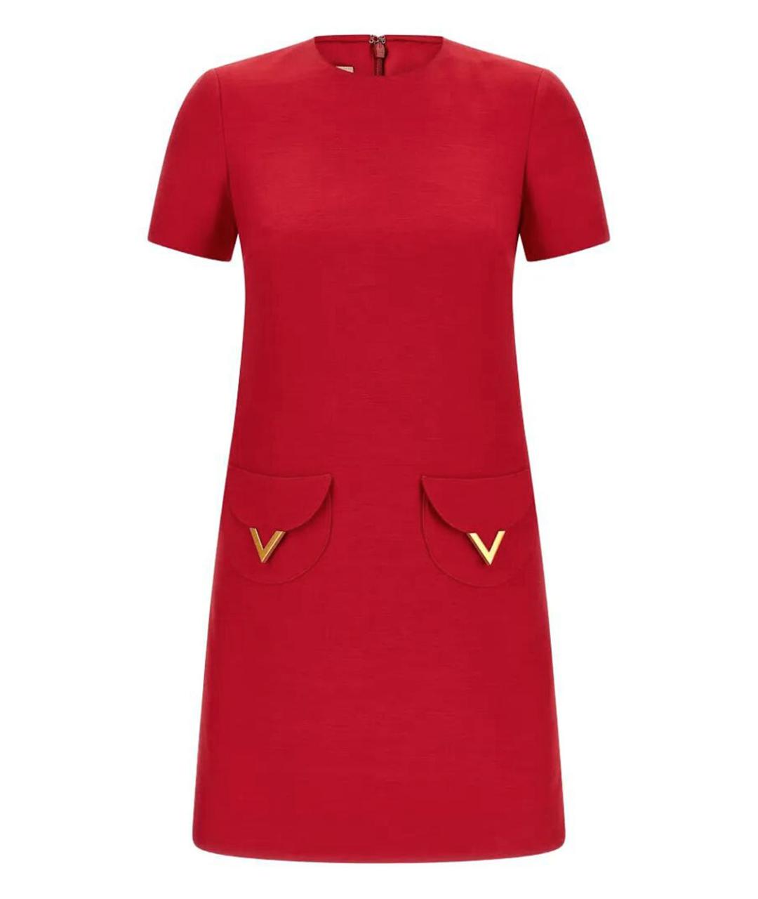 VALENTINO Красное вискозное коктейльное платье, фото 1