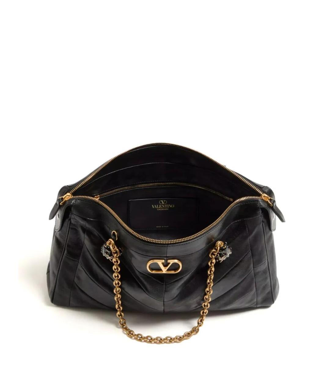 VALENTINO Черная кожаная сумка через плечо, фото 4