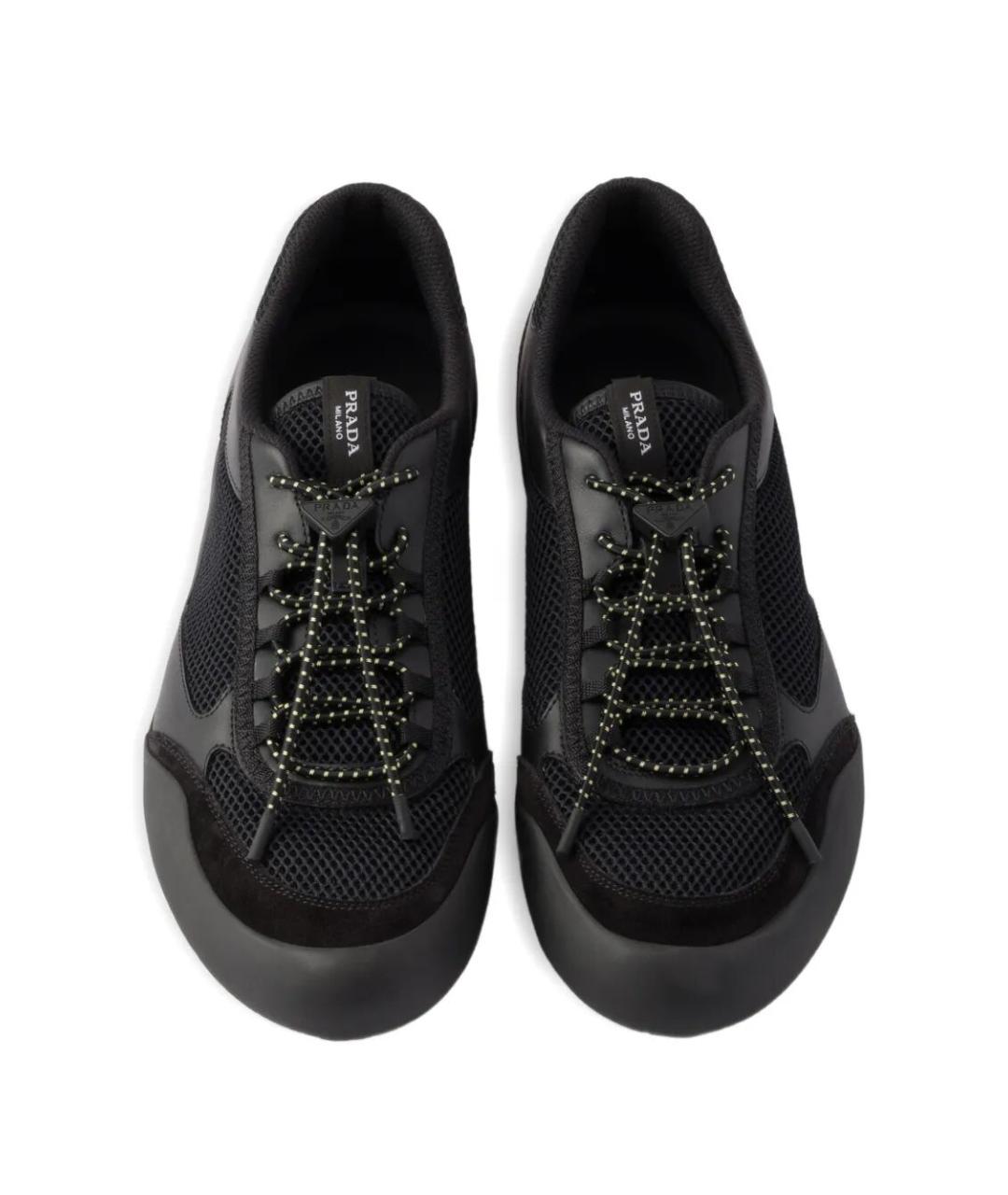PRADA Черные синтетические низкие кроссовки / кеды, фото 5