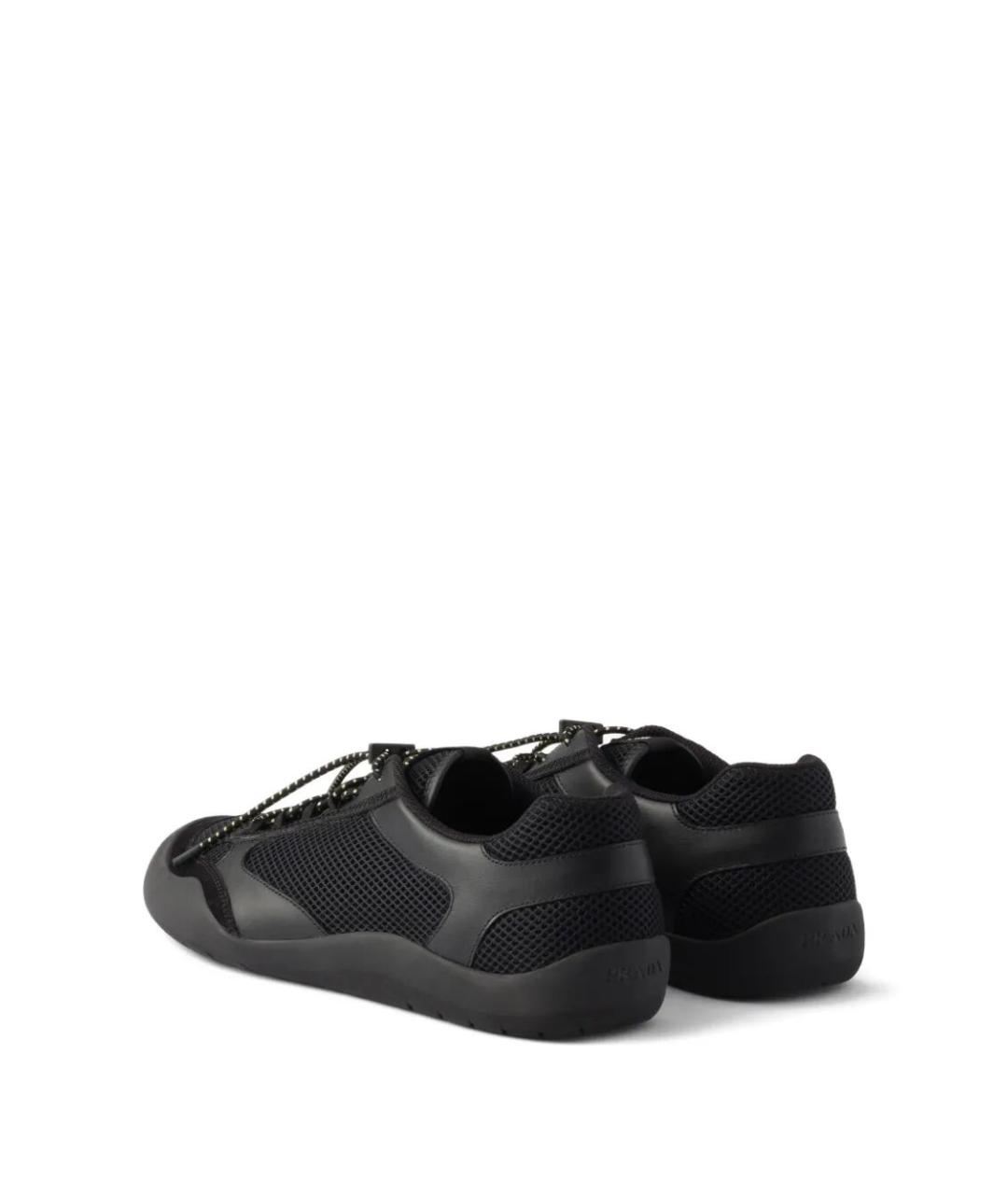 PRADA Черные синтетические низкие кроссовки / кеды, фото 3