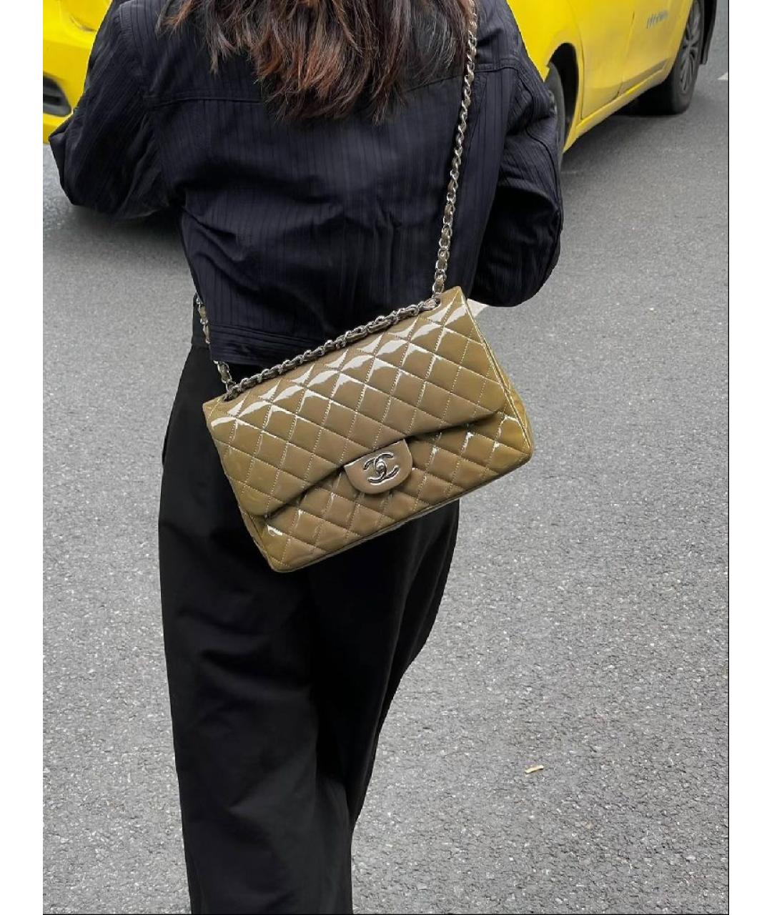 CHANEL Хаки кожаная сумка через плечо, фото 8