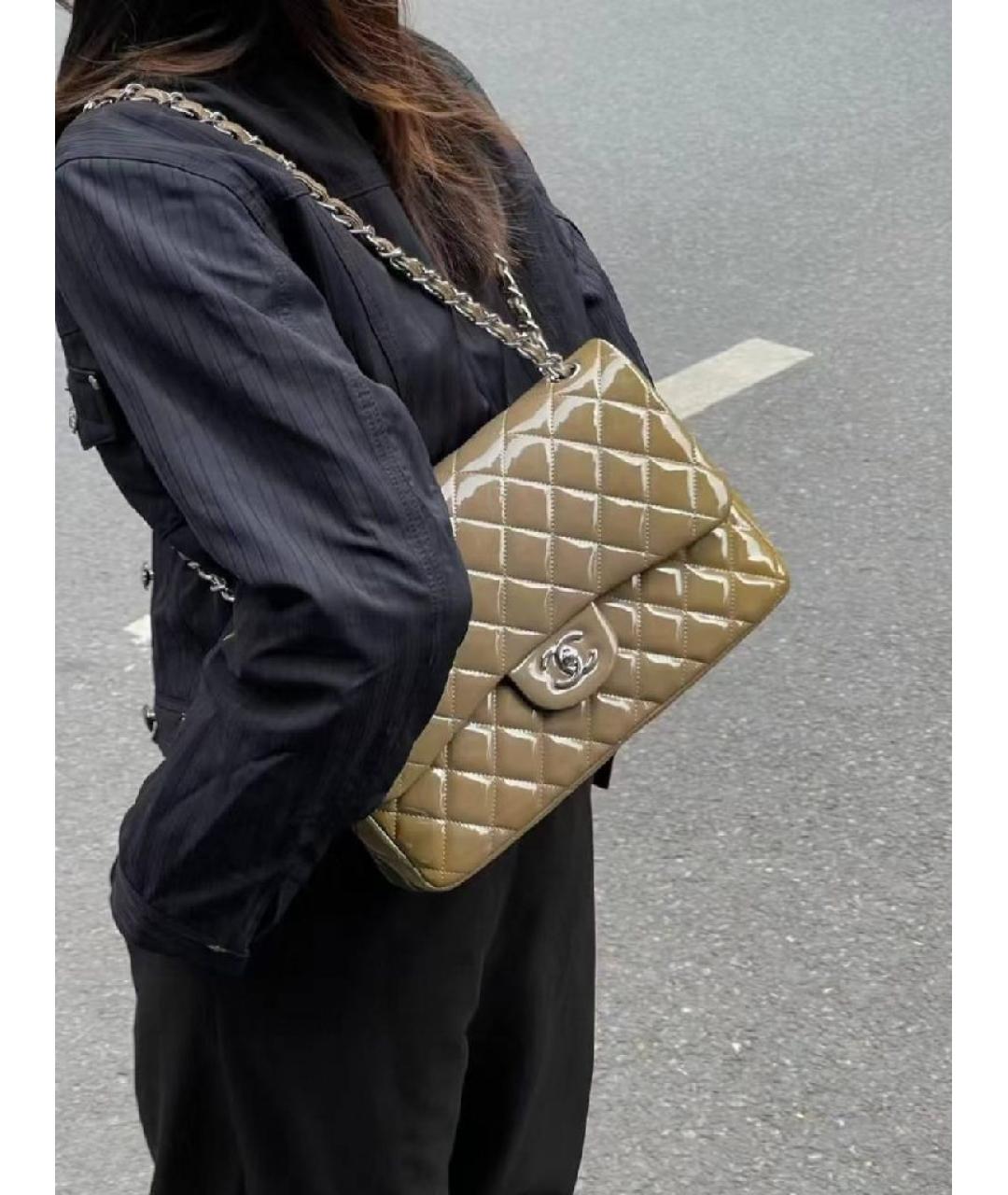 CHANEL Хаки кожаная сумка через плечо, фото 7