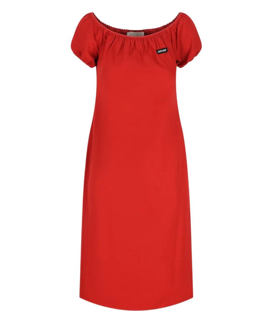 MIU MIU Красное хлопковое повседневное платье, фото 1