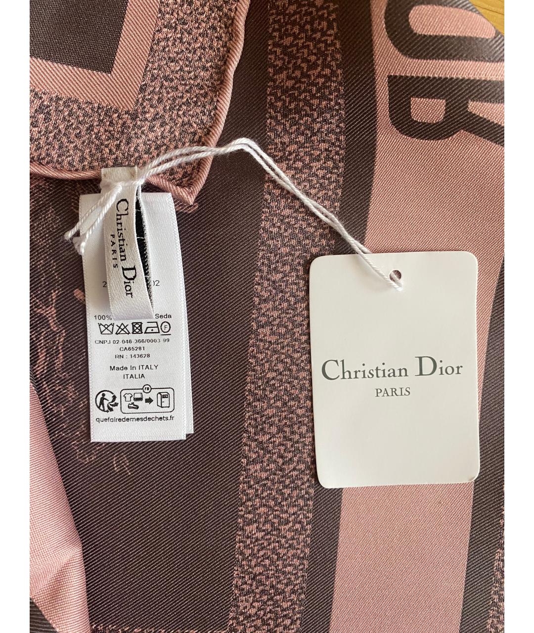 CHRISTIAN DIOR Розовый шелковый платок, фото 5