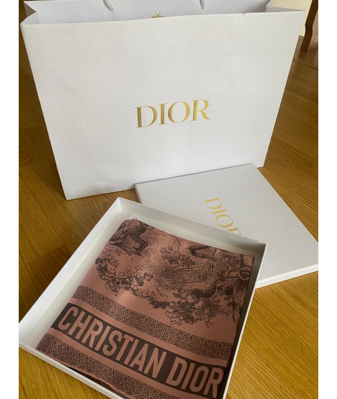 CHRISTIAN DIOR Розовый шелковый платок, фото 7
