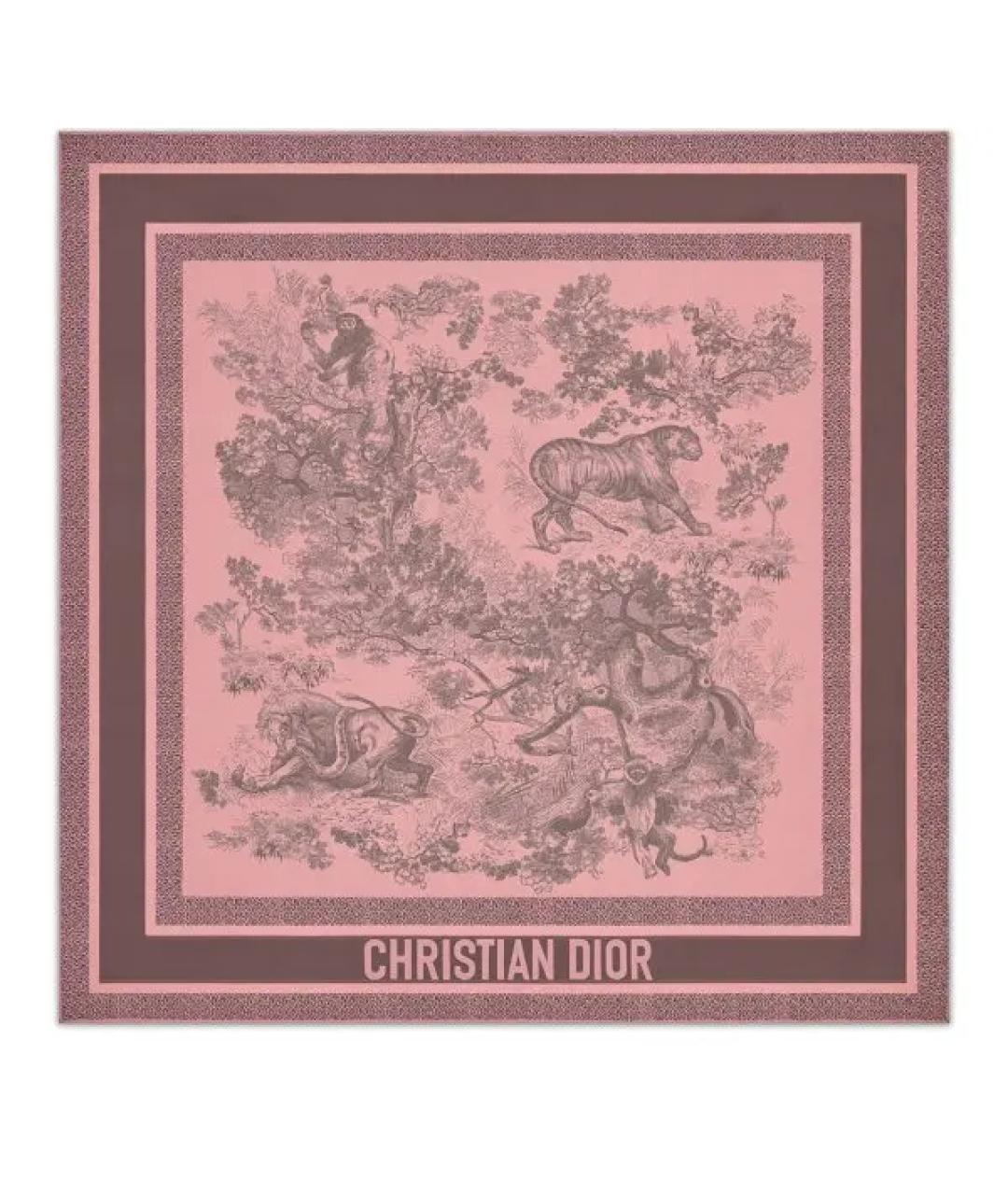 CHRISTIAN DIOR Розовый шелковый платок, фото 8