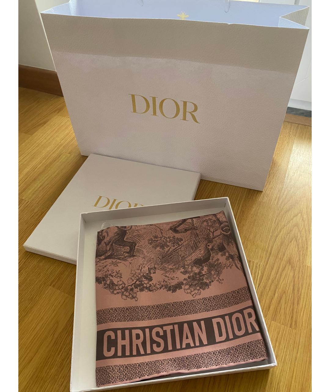 CHRISTIAN DIOR Розовый шелковый платок, фото 2