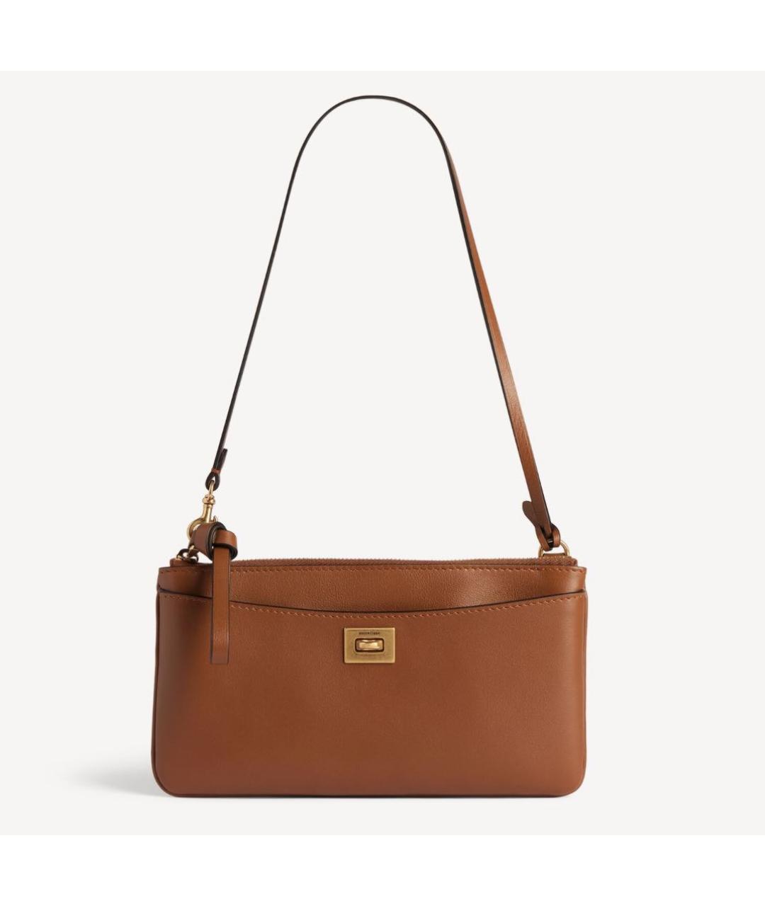 BALENCIAGA Коричневая кожаная сумка с короткими ручками, фото 4