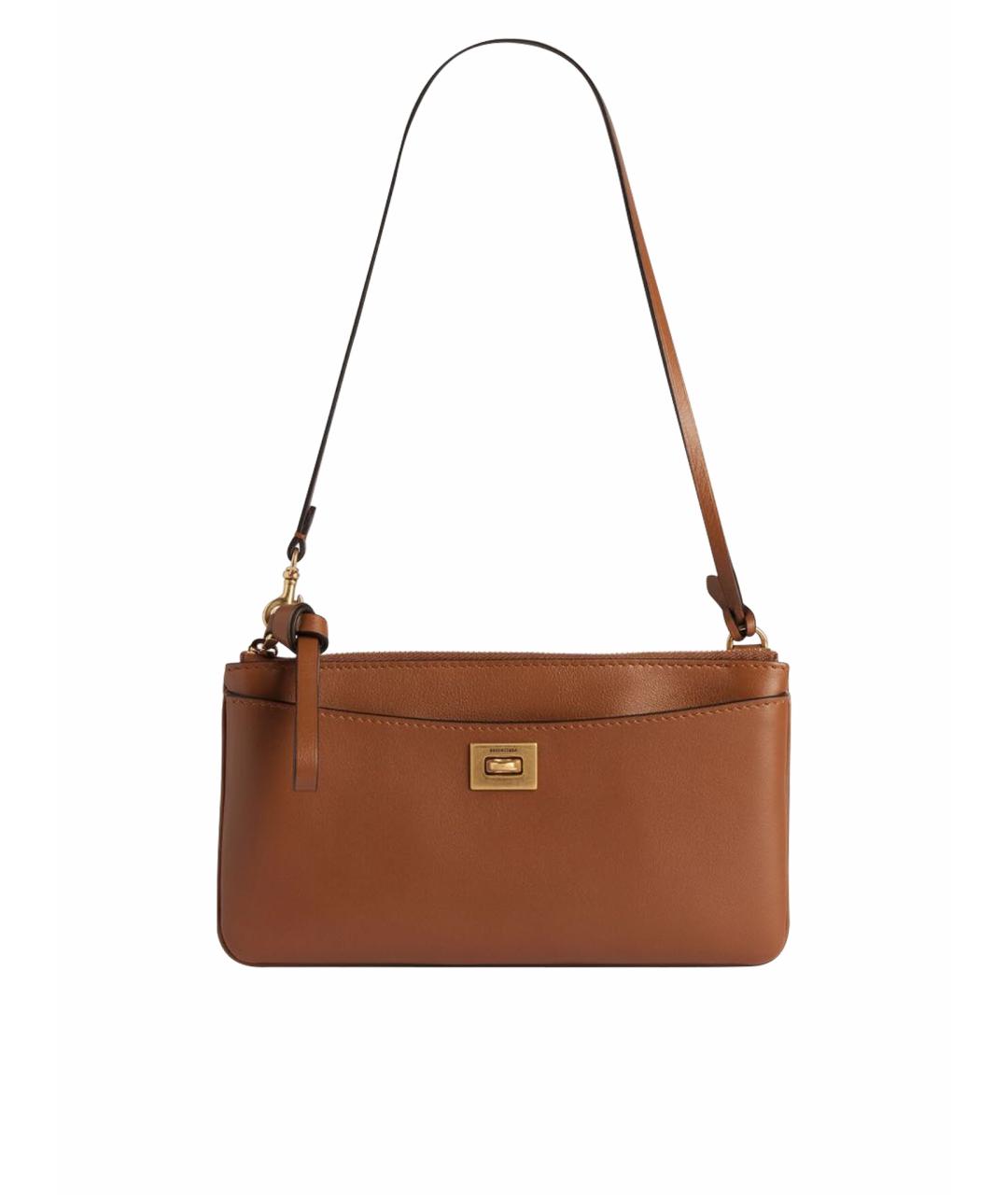 BALENCIAGA Коричневая кожаная сумка с короткими ручками, фото 1