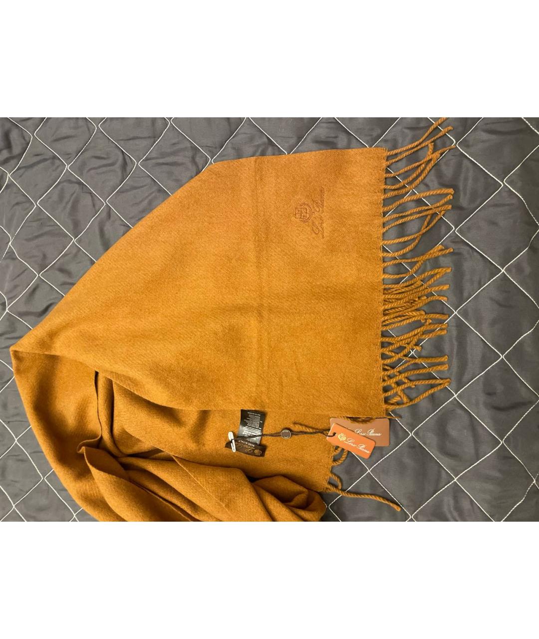 LORO PIANA Оранжевый шерстяной шарф, фото 2