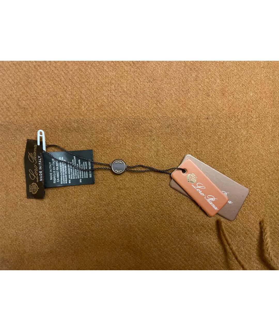 LORO PIANA Оранжевый шерстяной шарф, фото 3