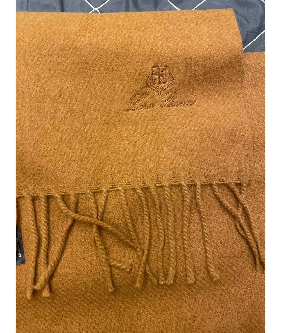 LORO PIANA Оранжевый шерстяной шарф, фото 4