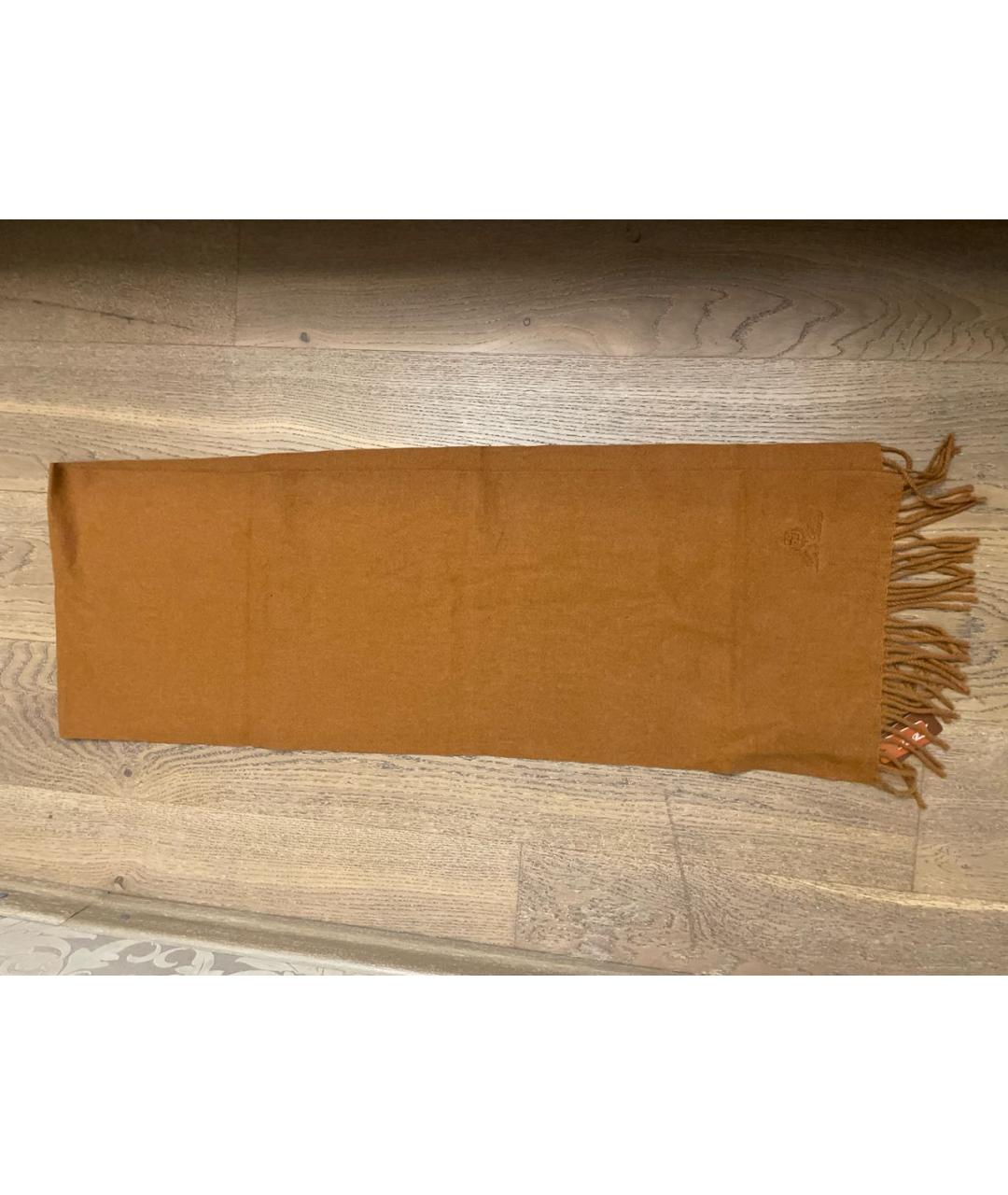 LORO PIANA Оранжевый шерстяной шарф, фото 5