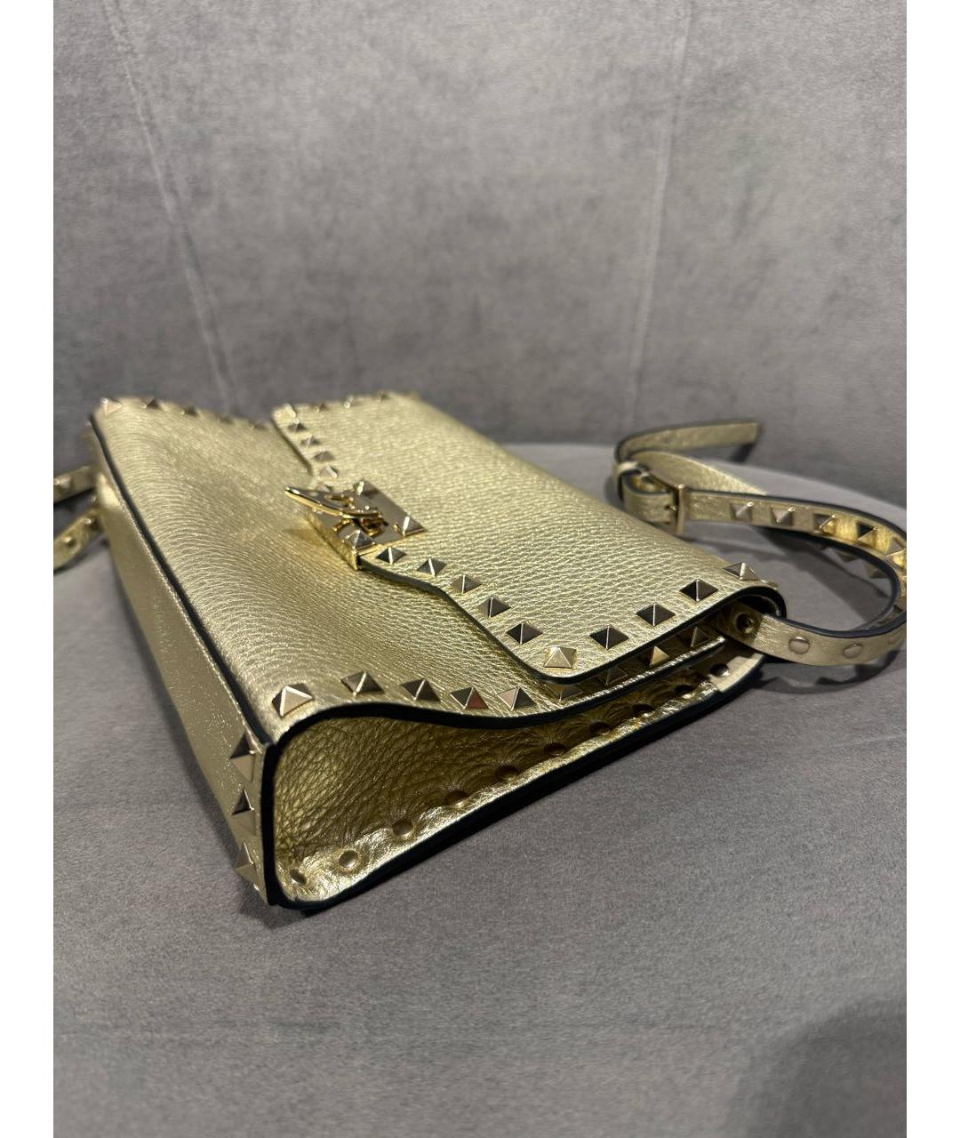 VALENTINO Золотая кожаная сумка через плечо, фото 6