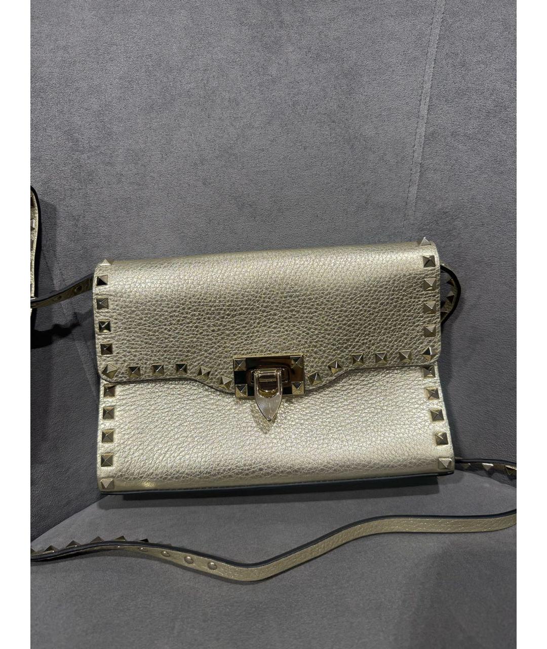 VALENTINO Золотая кожаная сумка через плечо, фото 3