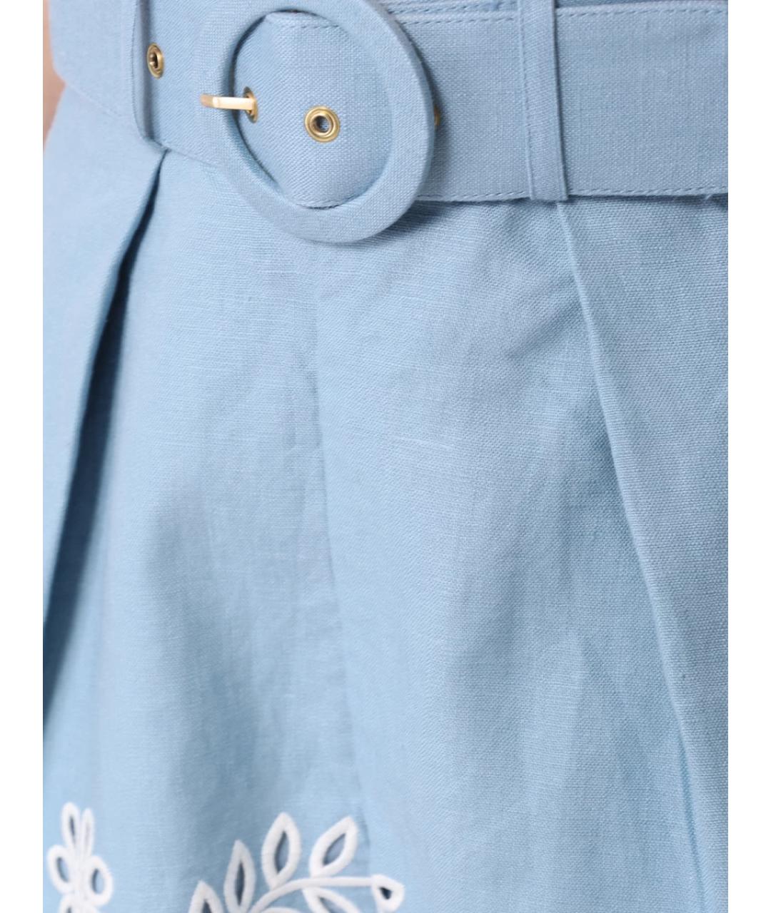 ZIMMERMANN Голубые льняные шорты, фото 4