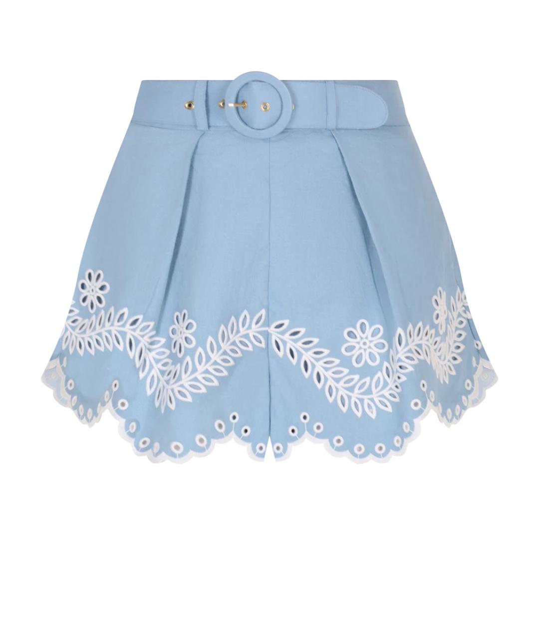 ZIMMERMANN Голубые льняные шорты, фото 1