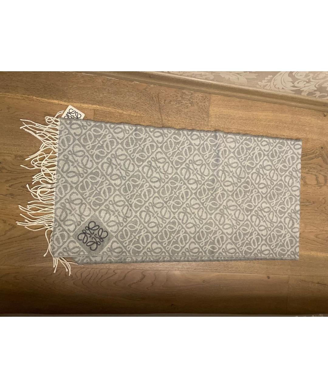 LOEWE Серый кашемировый шарф, фото 5