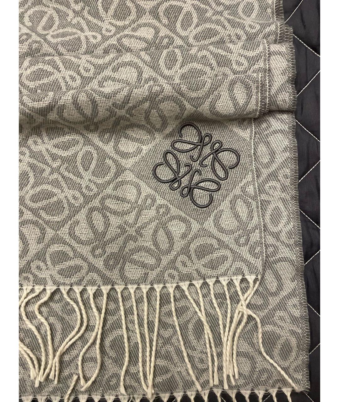 LOEWE Серый кашемировый шарф, фото 2