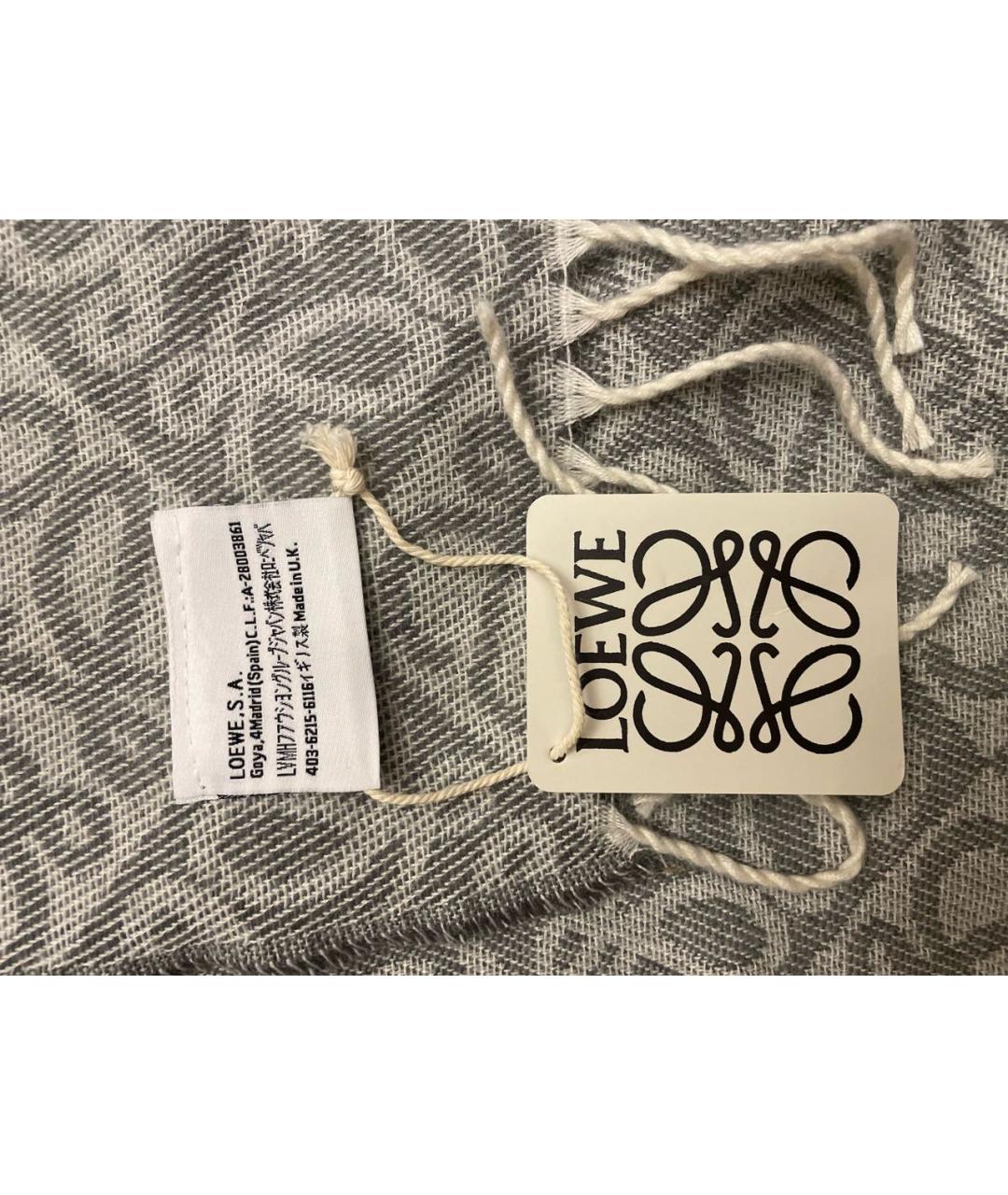 LOEWE Серый кашемировый шарф, фото 3