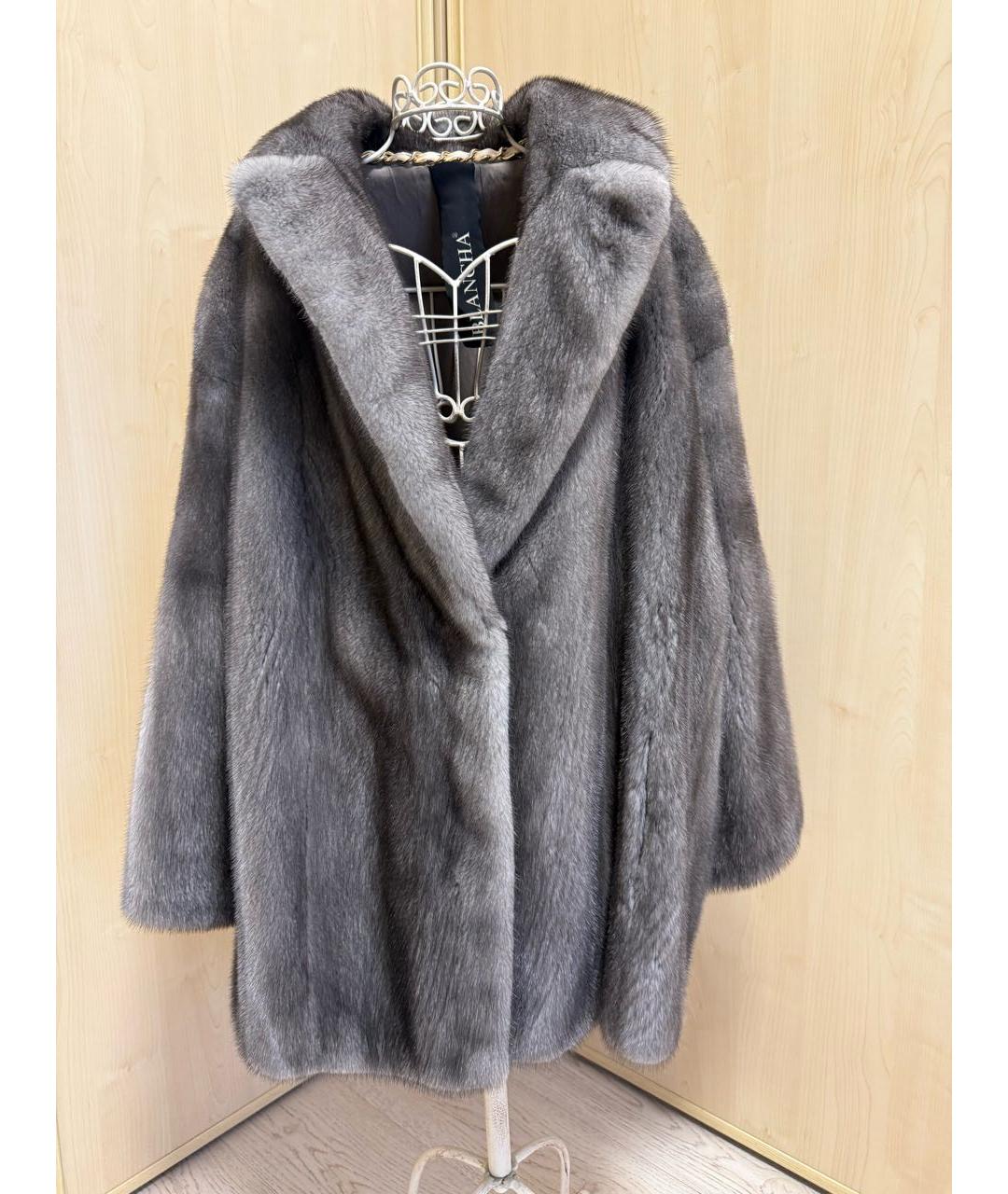 BLANCHA Серая меховая шуба, фото 3